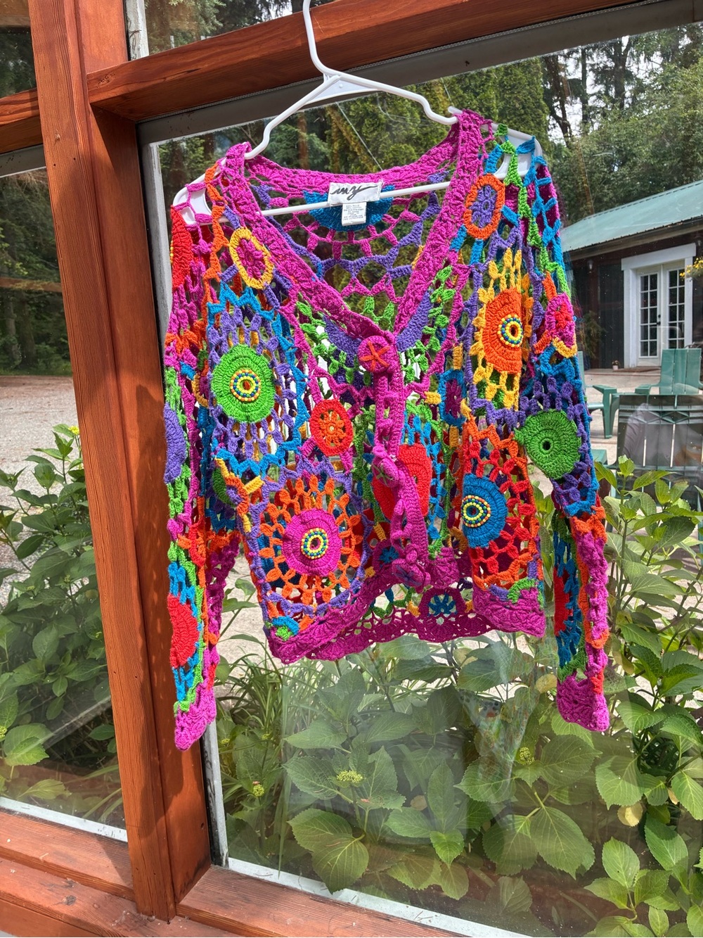 Colorful Crochet Openwork Cardigan Sweater - Multicolor